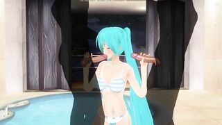 3D HENTAI Miku double blowjob