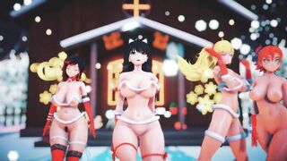 Mmd R18 Ruby Weiss Blake Yang Nora Bikini Santa Outfit Hot and Sexy