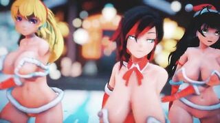 Mmd R18 Ruby Weiss Blake Yang Nora Bikini Santa Outfit Hot and Sexy