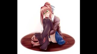 Monika Teases you with her Tongue & Feet and doesn't let you Cum