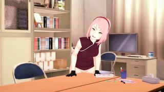 3D HENTAI Sakura Masturbates at the Edge of the Table