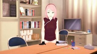 3D HENTAI Sakura Masturbates at the Edge of the Table