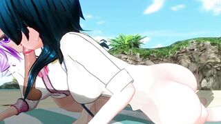 3D HENTAI two Schoolgirls Sucked a Friend on the Beach