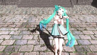 【MMD】Miku (Lingerie Dress) - Pink Cat【R-18】