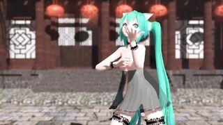 【MMD】Miku (Lingerie Dress) - Pink Cat【R-18】