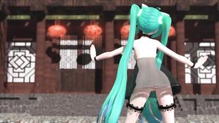 【MMD】Miku (Lingerie Dress) - Pink Cat【R-18】