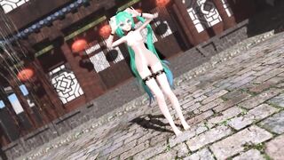 【MMD】Miku (Lingerie Dress) - Pink Cat【R-18】