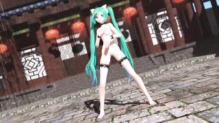 【MMD】Miku (Lingerie Dress) - Pink Cat【R-18】