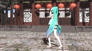 【MMD】Miku (Lingerie Dress) - Pink Cat【R-18】