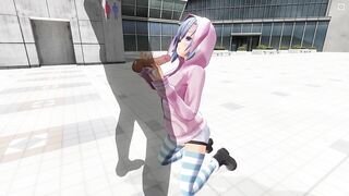 3D HENTAI Cute friend jerked off a big cock after a walk