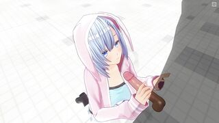 3D HENTAI Cute girlfriend after a walk sucked a big dick