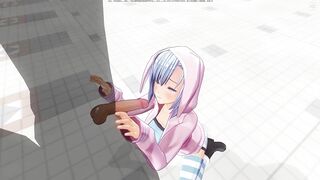 3D HENTAI Cute girlfriend after a walk sucked a big dick