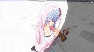 3D HENTAI Cute girlfriend after a walk sucked a big dick