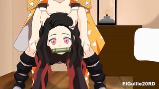 Zenitsu fucks Nezuko Tanjiro's sister - Demon Slayer