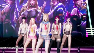 MMD Hello Venus -Wiggle Wiggle Striptease Ahri Akali Kaisa Evelynn Seraphine KDA