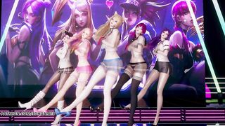 MMD Hello Venus -Wiggle Wiggle Striptease Ahri Akali Kaisa Evelynn Seraphine KDA