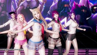 MMD Hello Venus -Wiggle Wiggle Striptease Ahri Akali Kaisa Evelynn Seraphine KDA