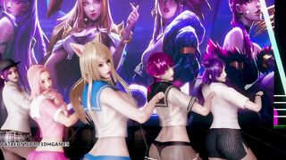 MMD Hello Venus -Wiggle Wiggle Striptease Ahri Akali Kaisa Evelynn Seraphine KDA