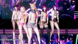 MMD Hello Venus -Wiggle Wiggle Striptease Ahri Akali Kaisa Evelynn Seraphine KDA