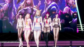 MMD Hello Venus -Wiggle Wiggle Striptease Ahri Akali Kaisa Evelynn Seraphine KDA