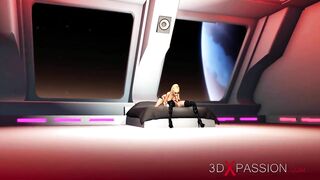 3d sexy shemale fucks a horny girl hard in a space station