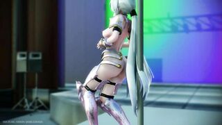 【MMD R-18 SEX DANCE】HAKU PINK KNIGHT HOT POLE DANCE SEXY PERFECT HOT ASS [BY] Orion DobleDosis