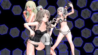 【MMD】Paula & Kashima & Atago & gentlemanly tiger eyes【R-18】