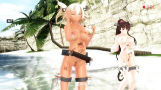 【MMD】KanColle Yamato & Musashi - Kiss me【R-18】