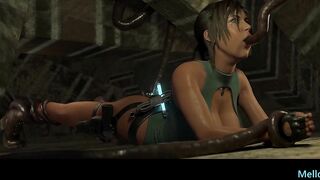 Lara Croft's First Time Tied Up DP Dildo & Monster Penis Experience - 3D Hentai