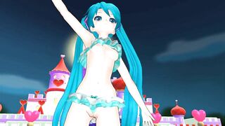 【MMD】Front & back lovers [HC type Miku swimwear]【R-18】