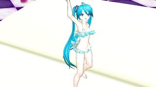 【MMD】Front & back lovers [HC type Miku swimwear]【R-18】