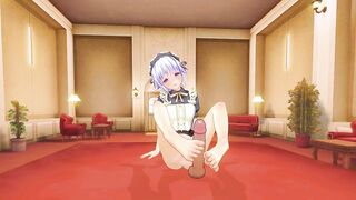 3D HENTAI Maid fingering your cock with her feet until you cum