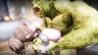 Big Breasts Elf Mama Oak Defeat by Ugly Cosplay Orc Seeding Sex 3D Hentai NSFW Part 10