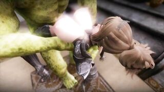 Big Breasts Elf Mama Oak Defeat by Ugly Cosplay Orc Seeding Sex 3D Hentai NSFW Part 10