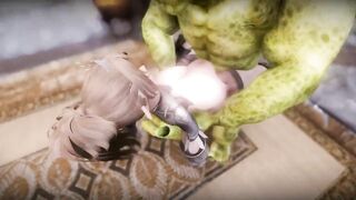 Big Breasts Elf Mama Oak Defeat by Ugly Cosplay Orc Seeding Sex 3D Hentai NSFW Part 10