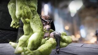 Big Breasts Elf Oak Defeat by Ugly Cosplay Orc Seeding Sex 3D Hentai NSFW Part 6