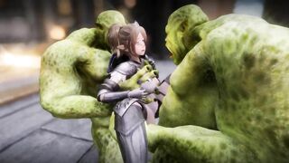 Big Breasts Elf Mama Oak Defeat by Ugly Cosplay Orc Seeding Sex 3D Hentai NSFW Part 5