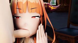 kiryu coco tail job and blowjob ends in a facial - Hololive Vtuber - 3D