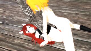 【SEX-MMD】Rin Fucks Roxie - Futanari sex【R-18】