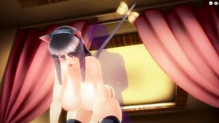 [3D HENTAI]巨乳の猫耳の女の子