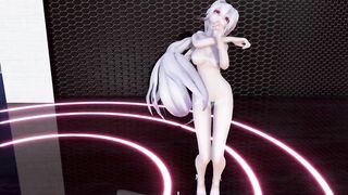 【MMD】Small wet friend Haku-like pink Cat【R-18】