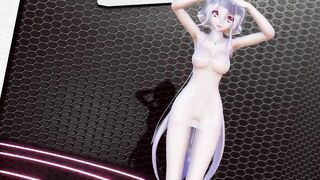 【MMD】Small wet friend Haku-like pink Cat【R-18】