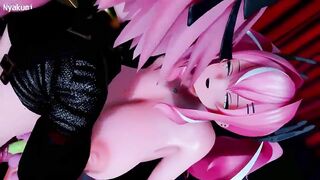 Futanari and Astolfo fuck a whore to the music 【Hentai 3D】