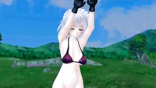 【MMD】Sakuya thighs and stomach jiggle on the moon light【R-18】