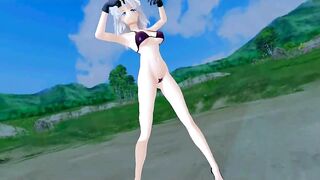 【MMD】Sakuya thighs and stomach jiggle on the moon light【R-18】