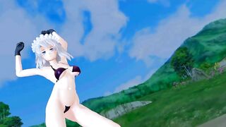 【MMD】Sakuya thighs and stomach jiggle on the moon light【R-18】