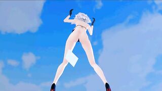 【MMD】Sakuya thighs and stomach jiggle on the moon light【R-18】