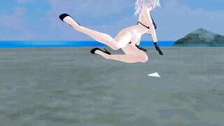 【MMD】Sakuya thighs and stomach jiggle on the moon light【R-18】