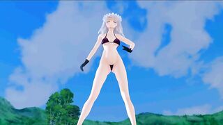 【MMD】Sakuya thighs and stomach jiggle on the moon light【R-18】