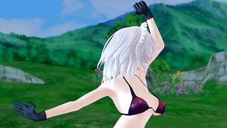 【MMD】Sakuya thighs and stomach jiggle on the moon light【R-18】